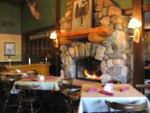 Always a warm fire to greet Village Inn Dining Room guest